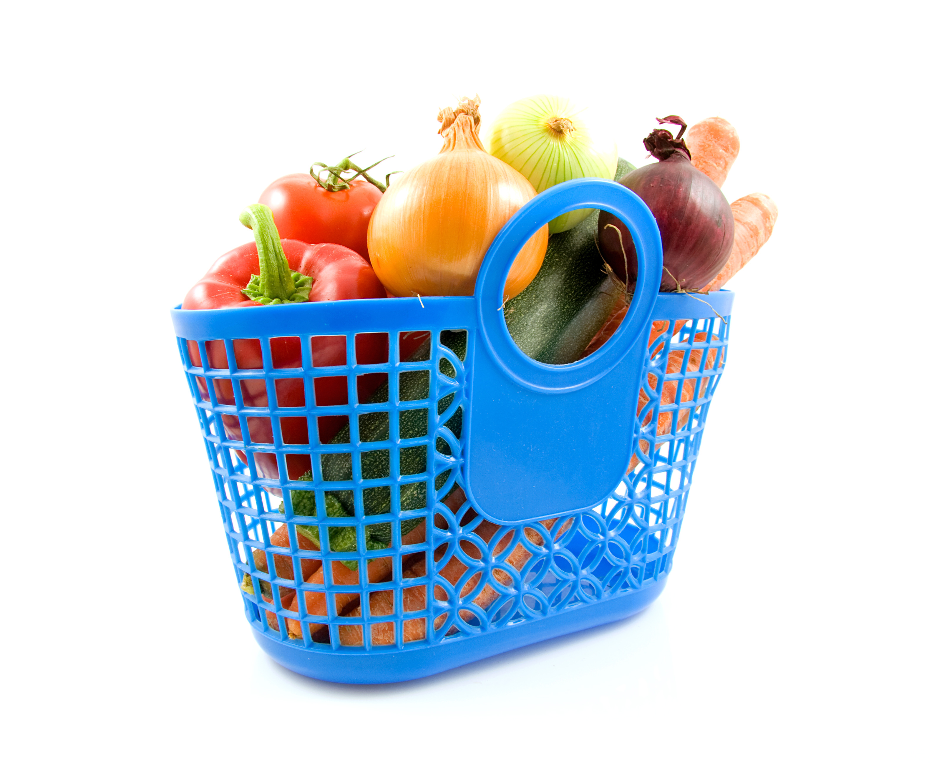 Blue plastic shopping bag with grocery